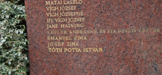 Tóth "Potya" István neve a zsidómentők Wallenberg emlékparkban található emléktábláján | Fotó: Szentgyörgyi Ákos