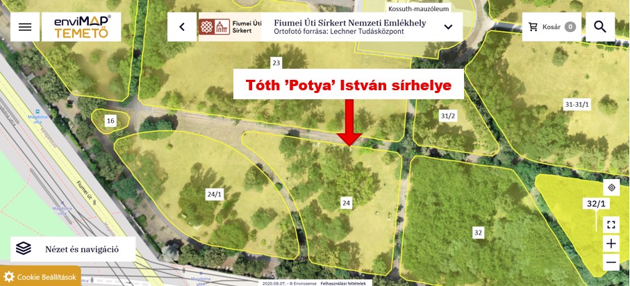 Tóth Potya a 24-es parcella 1-es sorában, a 69-es számú sírban nyugszik